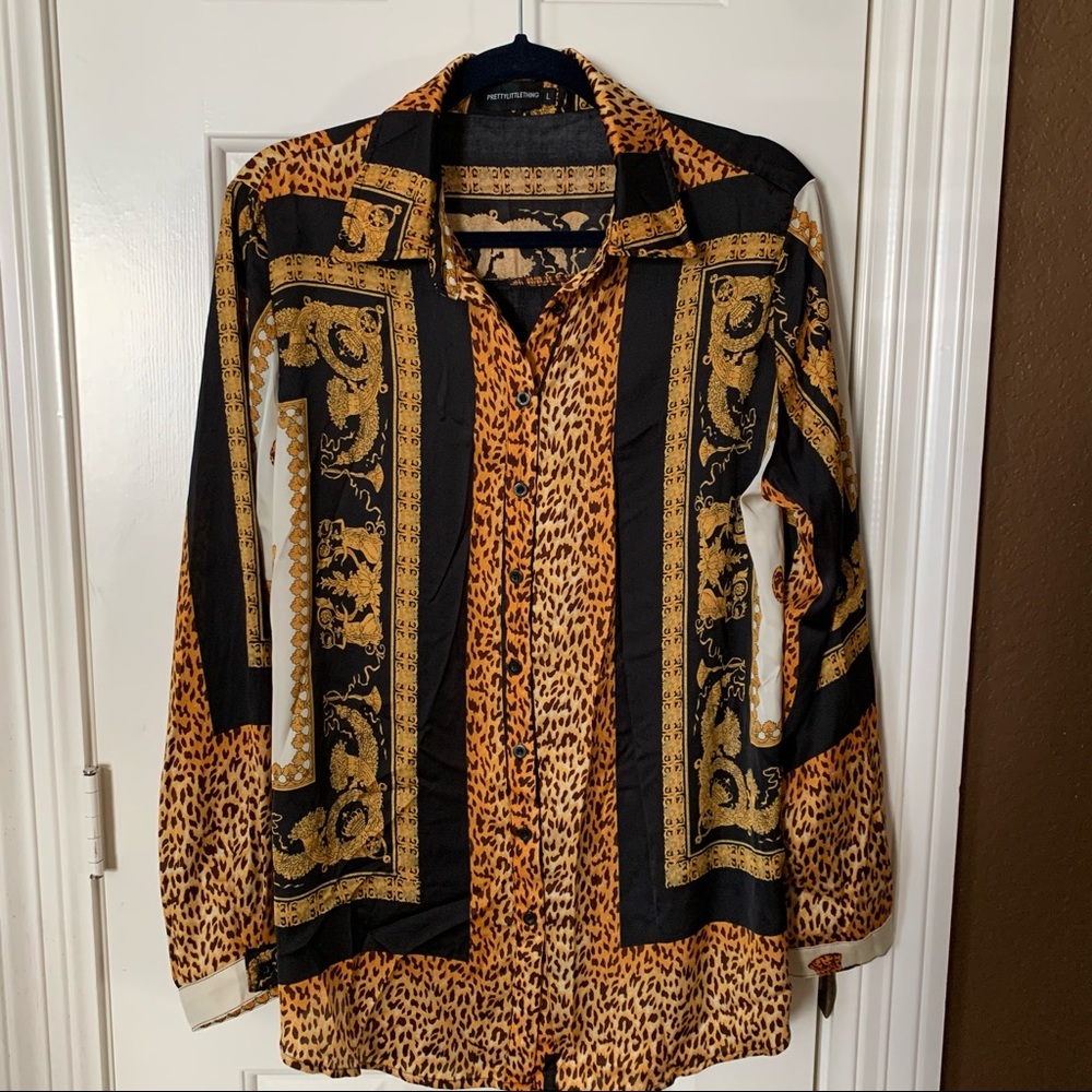 PrettyLittleThing Button Up Blouse Size L